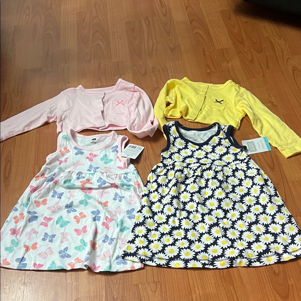 Colorful Butterfly and Daisy Kids Dress Set